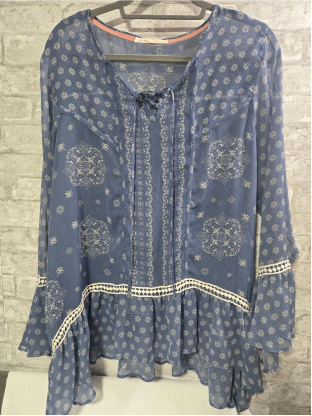 Clearance Sale Hint of Mint Blue & White Patterned Tunic Plus Size 18/20W